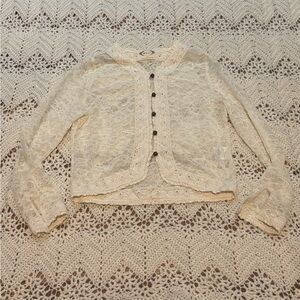 Joyfolie Mia Joy Girl’s Size 10 Cream Lace Button-Up Cardigan